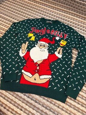 Primark Green Jingle Belly Santa Crewneck Sweater